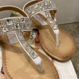 Girls white rhinestone sandals summer sandals flower girl church dress